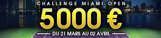 5.000€ mis en jeu pour le Masters 1000 de Miami par NetBet